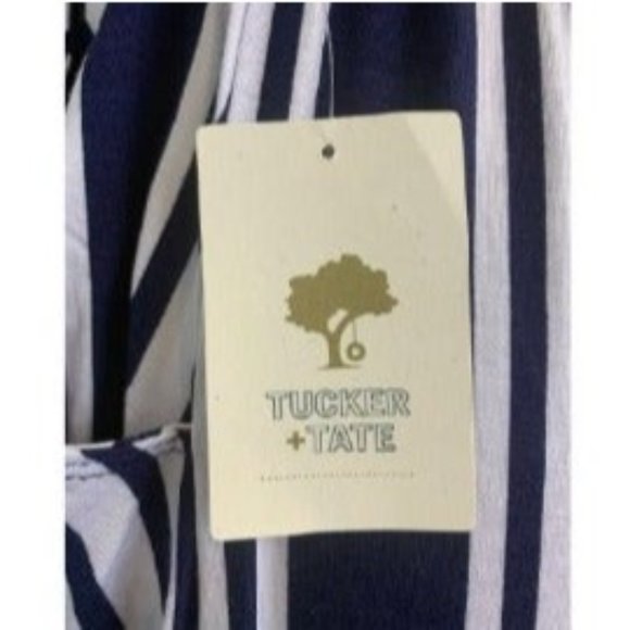 Tucker Tate Striped Jumpsuit Blue White Romper Capri Women’s XL 14/16 - Picture 8 of 11